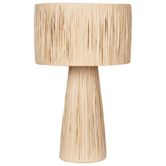 Beliani Beliani - L&aacute;mpara De Mesa De Rafia Hoja De Palma Hecha A Mano Interruptor De Encendido/apagado Estilo Boho Natural Welmel