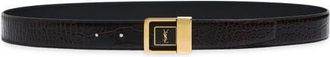 Saint Laurent La 66 Buckle Croc Embossed Leather Belt in Fondente/fondente at Nordstrom, Size 100