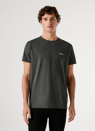 Pepe Jeans London T-Shirt PEPE JEANS ORIGINAL BASIC 3N, Herren, Gr. XXL, schwarz marl grau, Jersey, Obermaterial: 95% Baumwolle, 5% Elasthan, bedruckt, unifarben, slim 