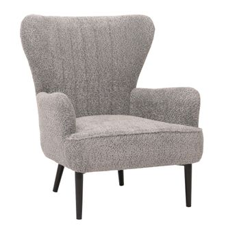 Hhg Nunca Usado] Sill&oacute;n De Sal&oacute;n Hhg 060, Sill&oacute;n C&oacute;ctel/de Orejas Sill&oacute;n Tapizado Retro Vintage Tejido Chenilla (500g/m&sup2;) Oeko-tex, Gris
