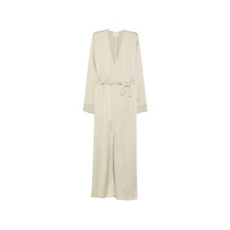 Forte_Forte Belted Satin-finish Maxi Dress