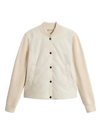 Woolrich quilted ribbed-sleeve bomber jacket - Neutrals