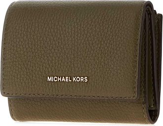 Michael Kors Womens Trifold Wallet Green Leather