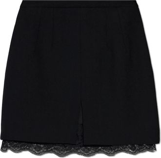 Dolce & Gabbana Wolrok met kanten details - Dames - Korte rokken - Zwart - S - Wol - Rokken