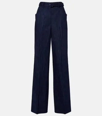 Gabriela Hearst Norman belted denim wide-leg pants
