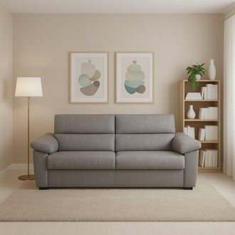 Dmora Sof&aacute; Fijo 2 Plazas Pisogne, Desenfundable, Hidrorepelente, Hecho En Italia, Lavable, 185x95x100h Cm Gris