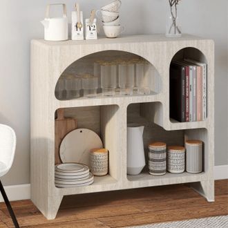 IDMarket Aparador Ecol&oacute;gico De 80 Cm Alesia, Con 4 Compartimentos, Con Acabado De Travertino
