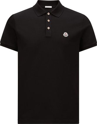 Moncler Moncler Logo Patch Cotton Polo Shirt, Men, Black, Size: 3xl