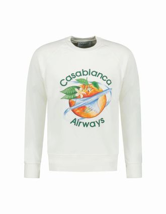 Casablanca Mens Casablanca Orbite Autour De LOrange Raglan Sweatshirt White - Size: 40