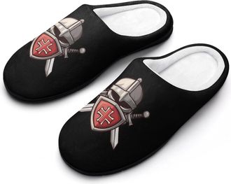 Generic Templar Helmet Crosss And Sword Medieval Crusader Mens Slippers Comfortable And Non-slip Cotton Slipper Shoe for House