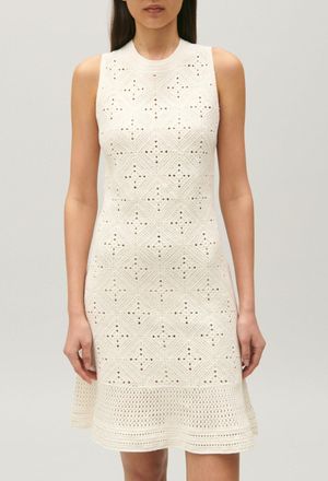 Claudie Pierlot Robe courte coton ajour&eacute; &eacute;cru