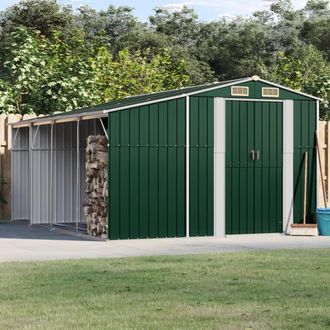Berkfield Home Garden Shed Green 277x365.5x179 cm Galvanised Steel