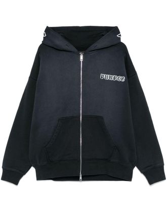 Purple logo-print hoodie - Black