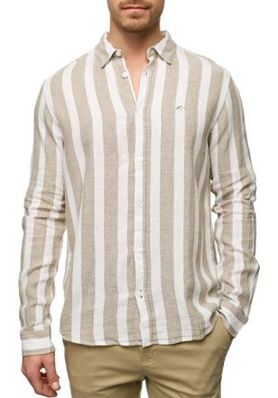 Indicode Langarmhemd INDICODE INDonuld, Herren, Gr. XL, N-Gr, gr&uuml;n (covert gr&uuml;n), Web, Obermaterial: 55% Leinen, 45% Baumwolle, gestreift, regular fit, Hemden 