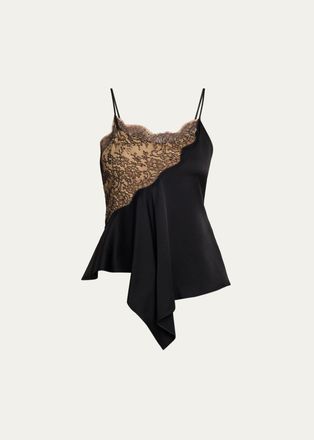 Stella McCartney Lace-Trim Satin Peplum Cami Top
