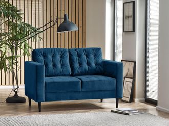 Furniturebox Jade 2-Seater Soft Touch Velvet Sofa With Solid Wood Frame in Navy