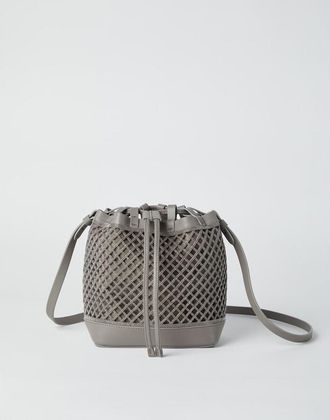 Brunello Cucinelli Womens Oxide Leather Bucket Bag