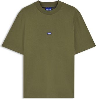 HUGO BOSS Cotton-jersey T-shirt with blue logo patch