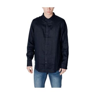 A|X Armani Exchange Linnen Casual Shirt - Heren - Casual Overhemden - Blauw - XS - Linnen - Overhemden