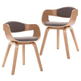 vidaXL Vidaxl - Sillas De Comedor 2 Unidades Madera Curvada Y Tela Gris Taupe