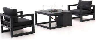 Forza Furniture Forza Calleo/Cosiraw stoel loungeset met vuurtafel 3-delig