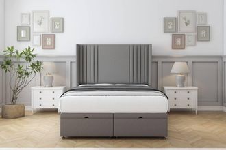 Comfort Beds Elise Dumfries Ottoman Bed Base-54 Wingback Headboard in Light Grey | Size: King