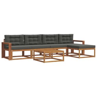 vidaXL Conjunto De Sof&aacute;s De Exterior 6 Pcs Natural Y Antracita Vidaxl