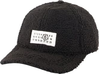 Maison Margiela Fleece Cap - unisex - Petten - Zwart - ONE Size - Leer - Accessoires