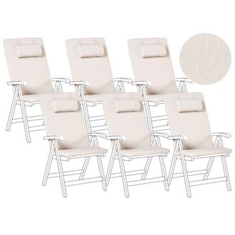 Beliani Conjunto De 6 Cojines Para Silla De Jard&iacute;n Asiento Y Respaldo Acolchado Con Reposacabezas Beige Claro Java/amantea Premium