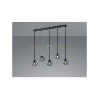 Trio Leuchten Balini sospensione lineare sfere vetro fume e metallo antracite 5 luci l. 115CM attacco E14