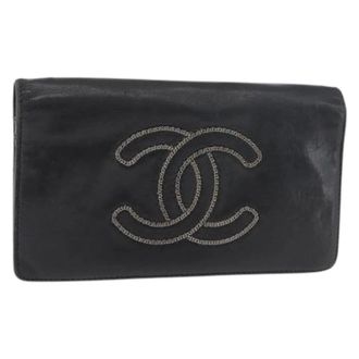 Chanel Pre-owned Clutches, female, Black, Size: ONE SIZE Pre-owned Long Wallet