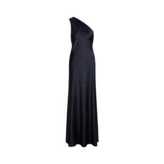 Ralph Lauren Abito lungo Lauren monospalla in raso - - Dresses - Donna - Blu - 2XS