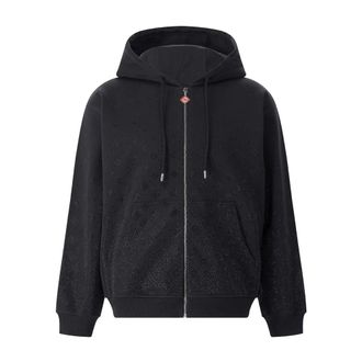 Casablanca Crystal Monogram Zip-Up Hoodie - Heren - Vesten met rits - Zwart - 2XL - Katoen - Hoodies & sweatvesten