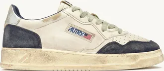 Autry MEDALIST LOW SUPER VINTAGE SNEAKERS IN SPACE BLUE AND SILVER LEATHER SUEDE