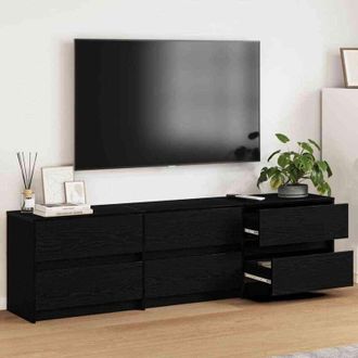 vidaXL Vidaxl - Gabinete De Tv Negro 182 X 34 X 50 Cm Madera Contrachapada