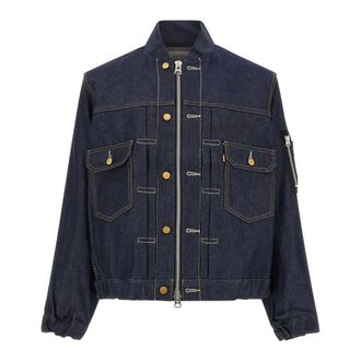 sacai Denim Blouson Jas - Heren - Jassen - Blauw - Maat: L Denim