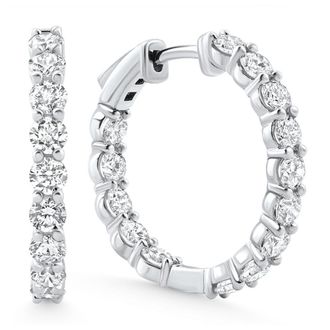 Pompeii3 3Ct Diamond Lab Grown Inside Outside Hoops 14k Gold Eearrings 1 Tall