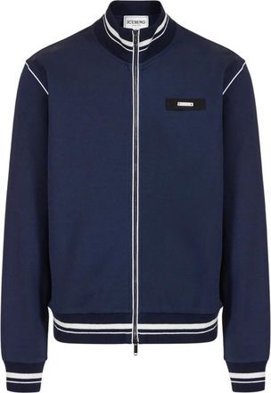 Iceberg Slim Fit Sweatshirt met Hoge Kraag - Heren - Vesten met rits - Blauw - M - Katoen - Hoodies & sweatvesten