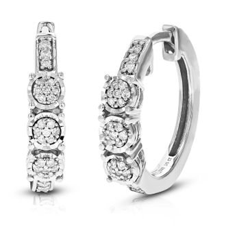 Vir Jewels 1/5 cttw Lab Grown Diamond Hoops Earrings in Sterling Silver With Hidden Post For Women
