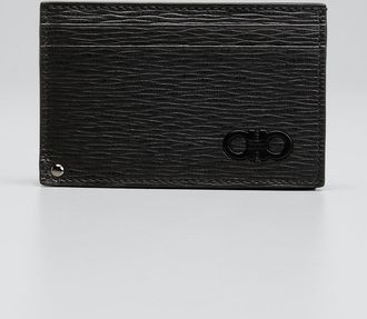 Ferragamo Mens Revival Gancini Card Case w/ ID Window