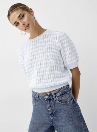 Icone Womens Striped popcorn knit sweater