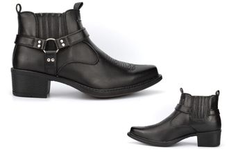 Generic Mens Pull On Boots Size 6 Boys Boots Size 8 Mens Ankle Boot Pull On Boot Block Heel Block Heels Sizes 6-12 Black 11 UK