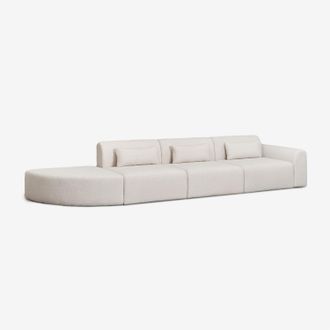 Sklum Sof&aacute; Modular Esquinero Derecho De 3 Piezas Con Puff Triangular En Borreguito Borjan Sklum