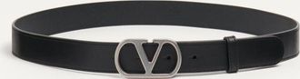 Valentino Garavani Cintura Vlogo Signature In Vitello Lucido 30 Mm Uomo NERO 085