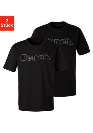 Bench T-Shirt 2 Stk. tlg. Shirt mit Logoprint, Basicshirt mit Rundhals aus reiner Baumwolle