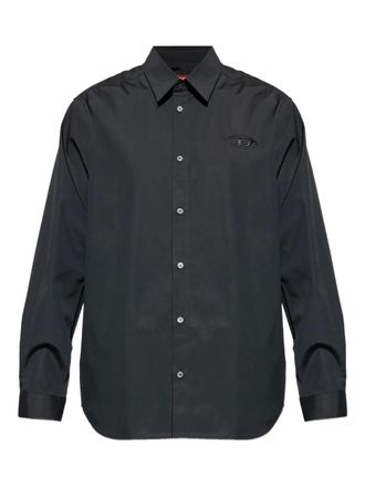 Diesel S-Simply-Gsbh logo-embroidered shirt - men - Organic Cotton/Elastane/Cotton - 48 - Black