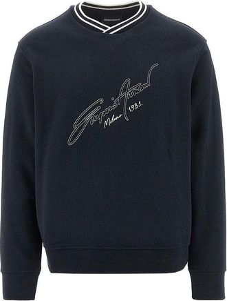 Emporio Armani Logo embroidery crewneck sweatshirt Man XXL