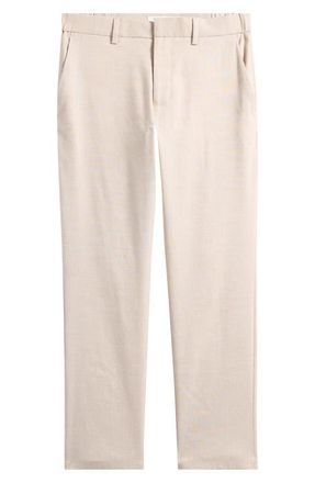 Nordstrom Linen Blend Flat Front Pants in Grey Moonbeam - White at Nordstrom, Size 36