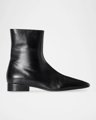 The Row Cindy Leather Ankle Boots
