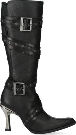 New Rock dames zwarte leren gothic kniehoge laarzen met hak - M-9029-C10